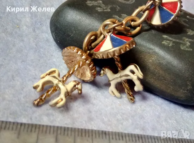Стара ЕМАЙЛИРАНА ПОЗЛАТЕНА ФИГУРАЛНА РЕТРО ВИСУЛКА КОНЧЕТА ВЪРТЕЛЕЖКА ПАНАИР За КОЛЕКЦИЯ БИЖУ 32213
