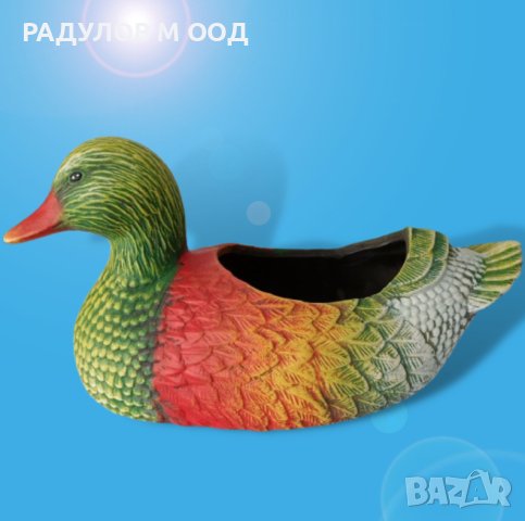 Градинска фигура керамика Плуваща патица - кашпа / 9512