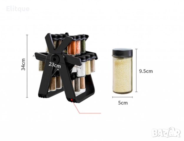 Стилен въртящ се органайзер за подправки,стъклени бурканчета,18 части, снимка 17 - Други - 52852494