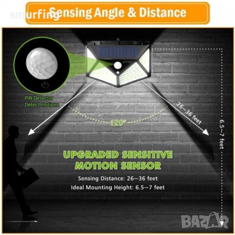 ПРОМО ЦЕНА!! 2бр. Сензорна соларна лампа, лампа със сензор за движение, снимка 6 - Соларни лампи - 37291635
