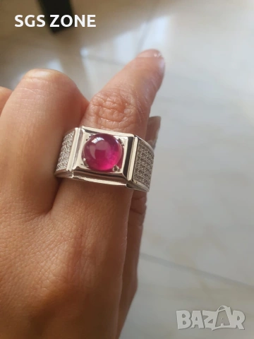 Стилен мъжки пръстен с рубин, снимка 6 - Пръстени - 53381795