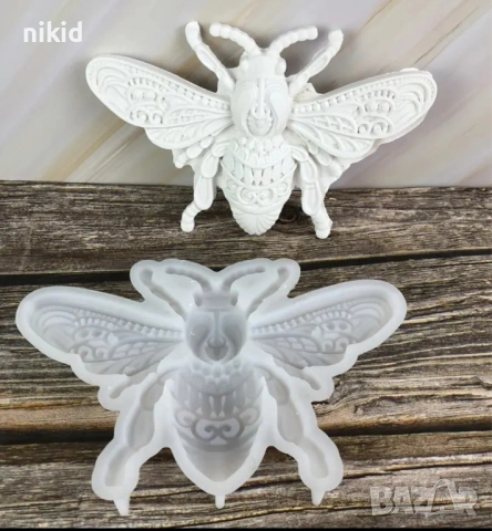 Пчела насекомо Голям силиконов молд форма фондан гипс шоколад смола, снимка 3 - Форми - 53967051