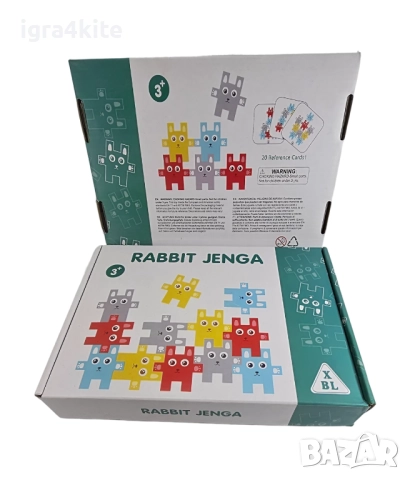 Забавна логическа Дървена игра Дженга Зайчета - тетрис, снимка 2 - Образователни игри - 52157896