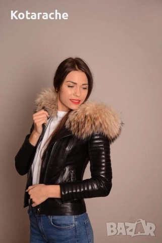 Кожено яке естествена кожа и косъм , снимка 3 - Якета - 52708396