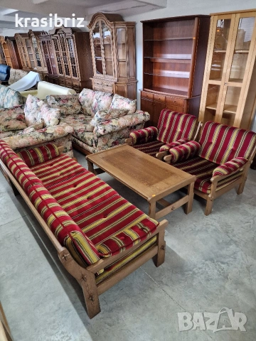 Масивен Комплект-Диван 3-ка +Маса и 2бр Фотьойла-внос от Германия!
