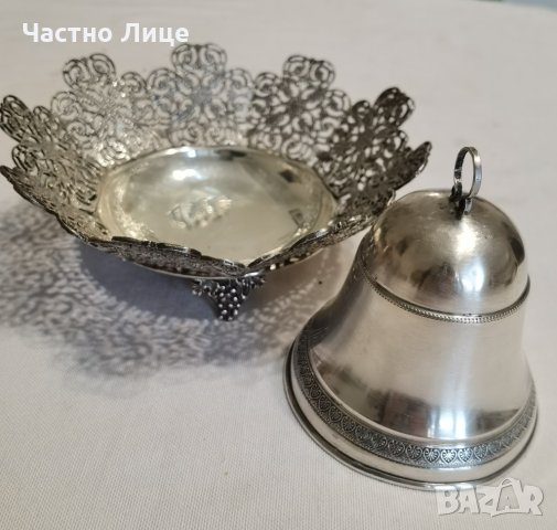 Старинен Сребърен Италиански Аристократичен Съд за Хайвер 2 Части, снимка 2 - Антикварни и старинни предмети - 34879931