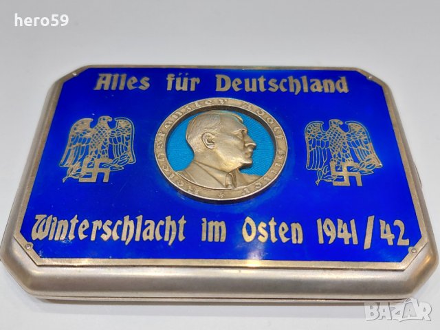 Изключително рядка сребърна табакера с емайл и с лика на фюрера, снимка 12 - Антикварни и старинни предмети - 35192670