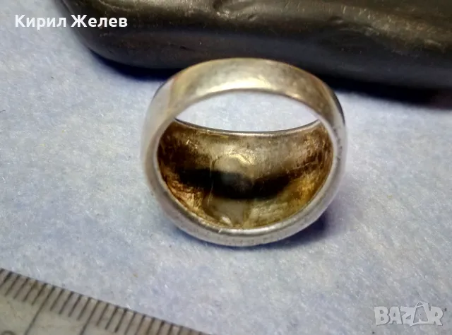 КРАСИВ СРЕБЪРЕН ПРЪСТЕН СРЕБРО 925 ИНКРУСТИРАН с ШЛИФОВАН КРАЛСКИ СЕДЕФ и ФАСЕТИРАНИ МАРКАЗИТИ 48581, снимка 8 - Пръстени - 49344047