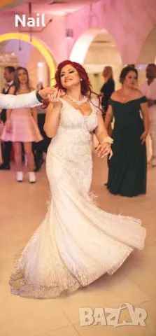 Сватбена или бална рокля дълга Размер М регулура се с връзки , снимка 5 - Рокли - 50051861