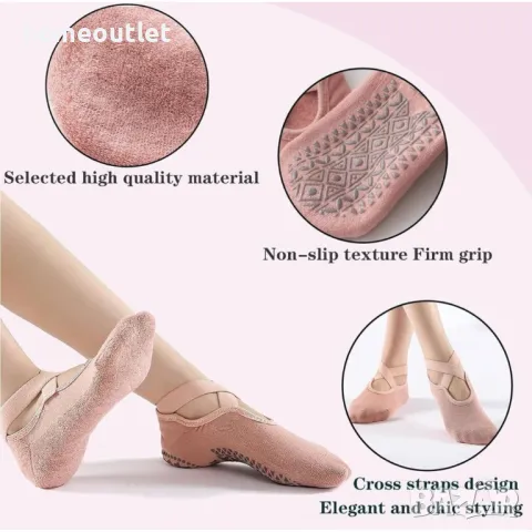 ПРОМОЦИЯ Висококачествени чорапи за спорт и танци с гумирано ходило, против плъзгане (к-т от 3 бр), снимка 5 - Йога - 48038897