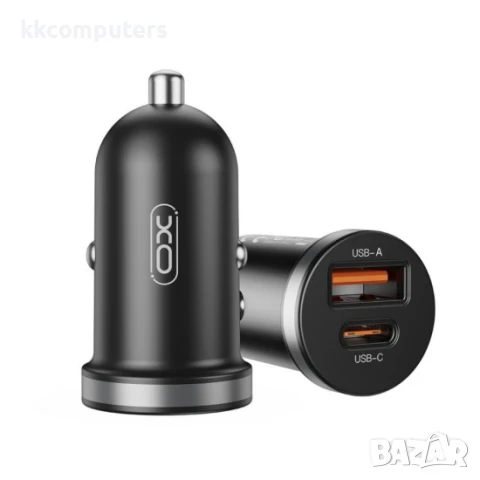 Зарядно устройство за кола комплект XO CC56 PD 30W QC 1x USB 1x USB-C с кабел USB - USB-C, Черен, снимка 4 - Зарядни за кола - 50448532