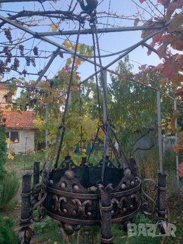 Голям старинен полилей кандилабър от нач. на 20-ти век от ковано желязо!, снимка 6 - Антикварни и старинни предмети - 38535103