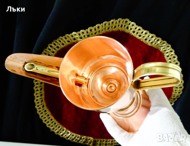Медна маслена лампа,чиста червена мед. , снимка 3 - Антикварни и старинни предмети - 54045581