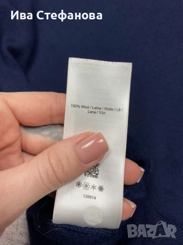 Мъжки нов елегантен пуловер с кръгло деколте Fred Perry от мериносова вълна, размер M , снимка 4 - Пуловери - 52540361