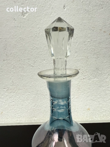 Винтидж ирисцентен стъклен декантер / гарафа / бутилка. №7667, снимка 4 - Антикварни и старинни предмети - 52582656