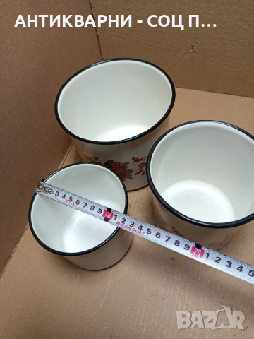 Комплект Соц Стари Емайлирани Канчета Съдове. , снимка 10 - Антикварни и старинни предмети - 51781312