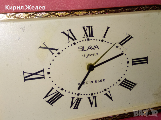 SLAVA MADE in USSR Стар РЯДЪК КОЛЕКЦИОНЕРСКИ РУСКИ БУДИЛНИК Мех. НАСТОЛЕН ЧАСОВНИК СЛАВА СССР 36435, снимка 10 - Антикварни и старинни предмети - 44538260