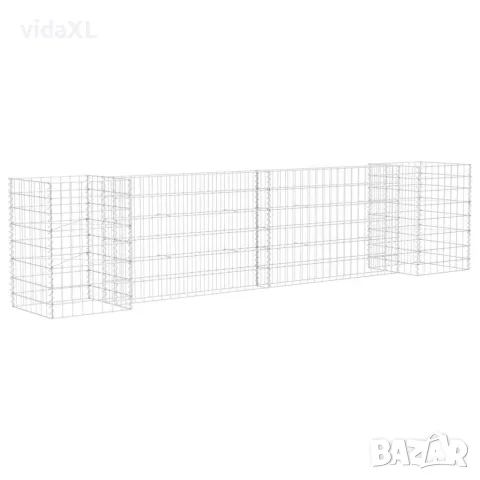 vidaXL Габион плантер Н-образен, стоманена тел, 260x40x60 cм