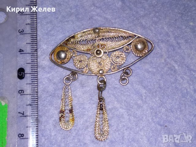 СТАРИННА ФИЛИГРАННА СРЕБЪРНА ВЪЗРОЖДЕНСКА БРОШКА РЪЧНА ИЗРАБОТКА 34412, снимка 4 - Антикварни и старинни предмети - 39507605