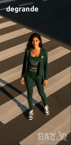 Спортен Комплект Miu Miu 3 Части ЗЕЛЕНО ЧЕРНО КАФЯВО СИВО БЕЖОВО, снимка 4 - Спортни екипи - 53108040