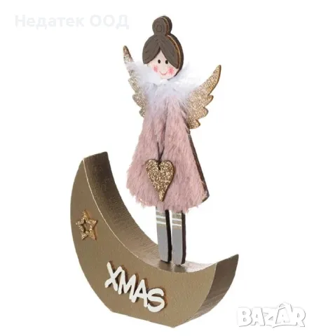 Коледна декорация за маса, Ангел, Розов, 11.5x2.5x19cm, снимка 2 - Декорация за дома - 48220235