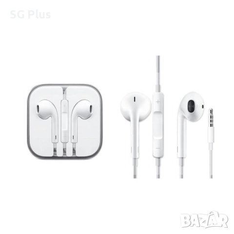 Слушалки Apple Earpods с жак 3,5 мм, бели