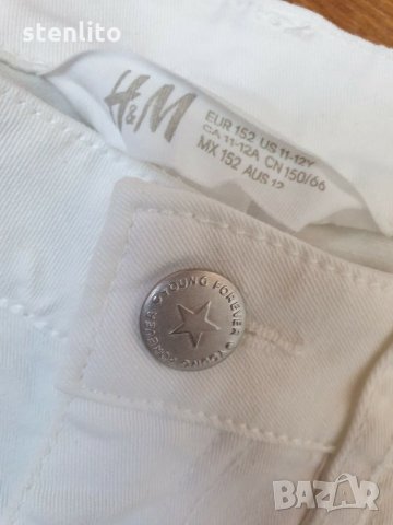 Къси бели дънки от H&M р-р 152, снимка 10 - Детски къси панталони - 29772318