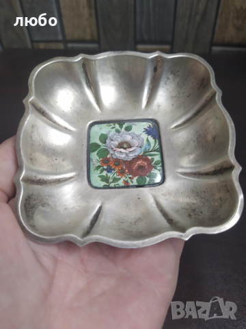 Сребърен Пепелник и Емайл-Сребро 0,925 54 гр, снимка 2 - Антикварни и старинни предмети - 44654633