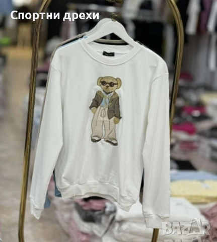 Много сладки дамски блузи с бродерия Мече в 3 цвята, снимка 4 - Блузи с дълъг ръкав и пуловери - 52322030