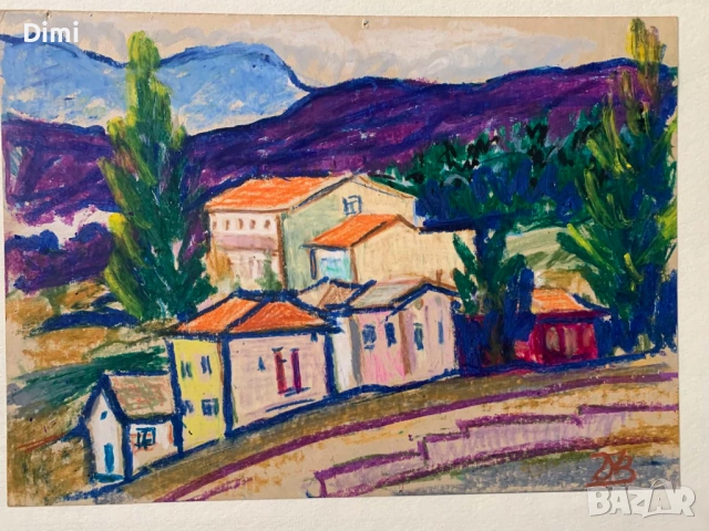 ДИМИТЪР ВЪЛКАНОВ (1907 - 1997) акварел "Родопи", снимка 5 - Картини - 52815359