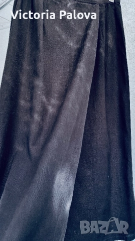 Черна права пола wrap, лен и памук, снимка 11 - Поли - 51640141