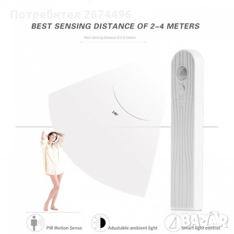 2115 БЕЗЖИЧНА LED ЛЕНТА СЪС СЕНЗОР ЗА ДВИЖЕНИЕ, снимка 2 - Лед осветление - 34993569