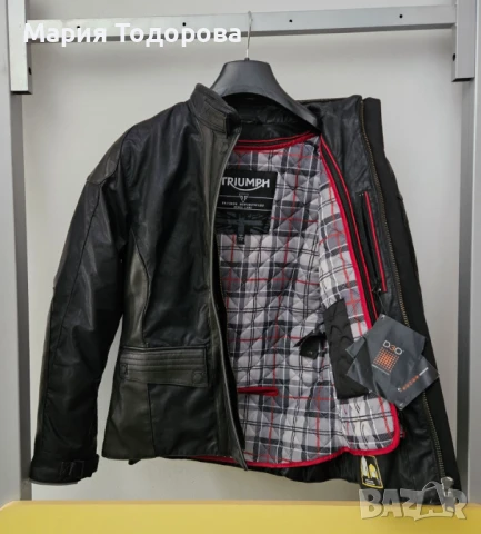 НОВО дамско кожено мото яке TRIUMPH Размери: XS, S, снимка 3 - Аксесоари и консумативи - 51090328