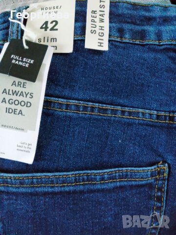 Тъмносини дънки с висока талия, снимка 1