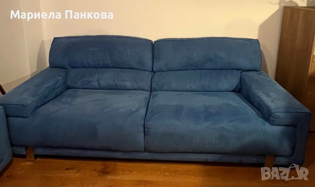 Дивани с плюшена тапицерия в отлично състояние, снимка 3 - Дивани и мека мебел - 53155341