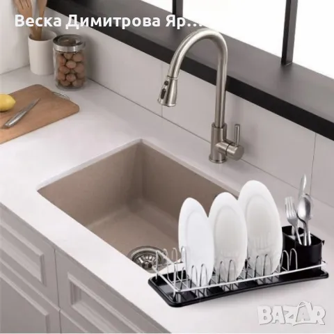 Сушилник за съдове Rosberg R53000M, 1 ниво, хром/черна табла, 41.5х17.5х9.5 см, снимка 3 - Други стоки за дома - 50320612