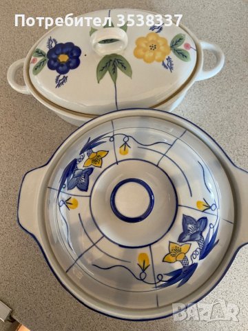 2 броя порцеланов съд/ тенджера за топло сервиране с капак