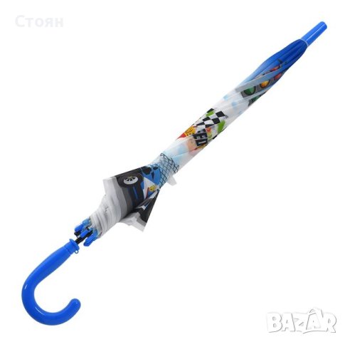 Чадър тип  бастун за дъжд Автоматична детска синя формула 67 см, снимка 3 - Чадъри - 42877002