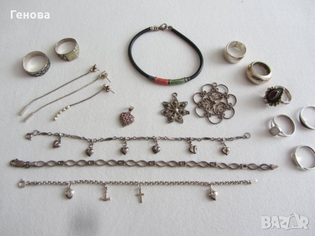 Сребърни обеци,гривни ,пръстени,висулки, снимка 1 - Обеци - 21749433