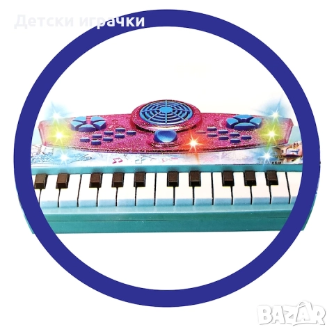 Детско пиано с микрофон и столче, снимка 3 - Музикални играчки - 52826603