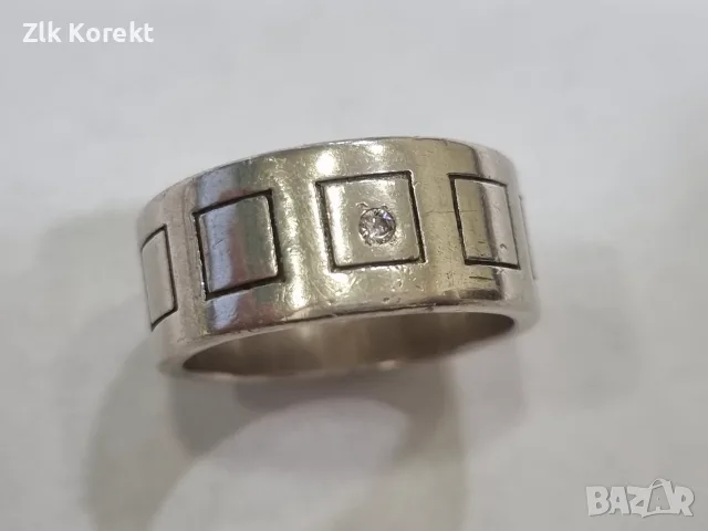 Сребърен пръстен с диамант, снимка 4 - Пръстени - 56534076