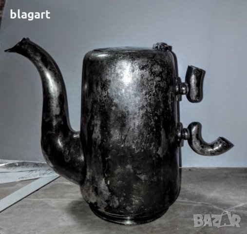 Посребрен корабен чайник -1860г., снимка 3 - Антикварни и старинни предмети - 29999856