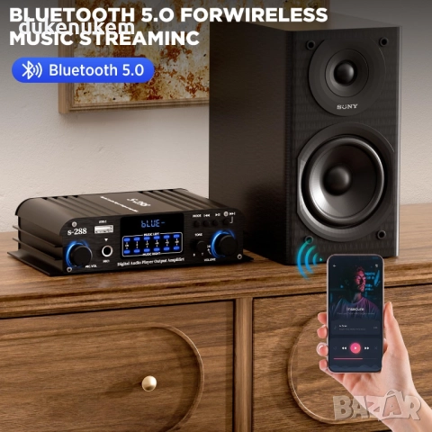 4.1-канален мини HiFi стерео усилвател 1200W, Bluetooth 5.0, USB, снимка 6 - Тонколони - 52652123