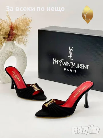 Yves Saint Laurent Дамски Велурени Чехли На Ток - Различни Цветове Код SEM-618, снимка 2 - Чехли - 55894632