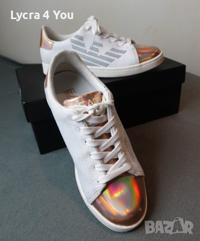 дамски сникърси EA7 White & Iridescent Rose Gold оригинални, снимка 6 - Маратонки - 42451445