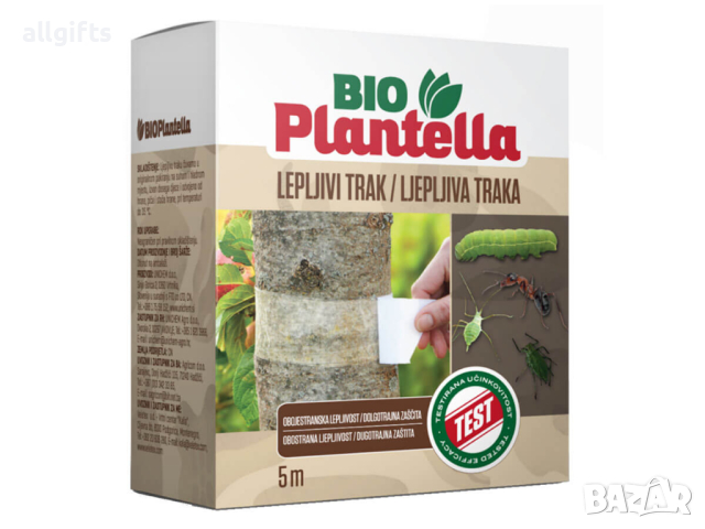 Лента Bio Plantella двустранно лепяща против вредители 5m. x 5cm., снимка 1 - Тор и почвени смеси - 44635366
