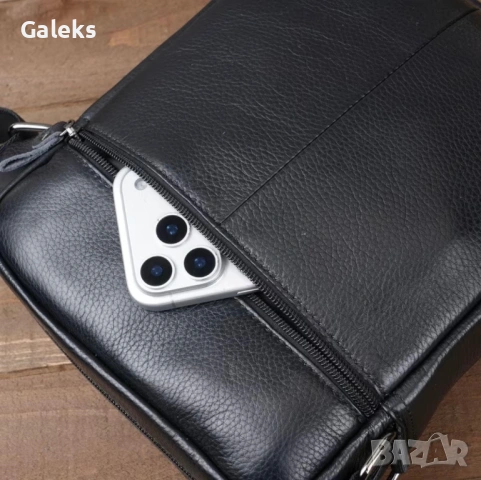 Мъжка функционална и елегантна кожена чанта Montreal /Черна естест. кожа!, снимка 10 - Чанти - 53964781