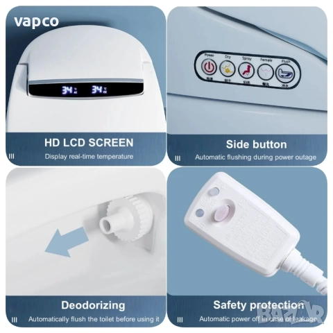 Мултифункционална смарт тоалетна F03 с биде, подгрев, сушене, масаж, снимка 14 - Други - 52484341