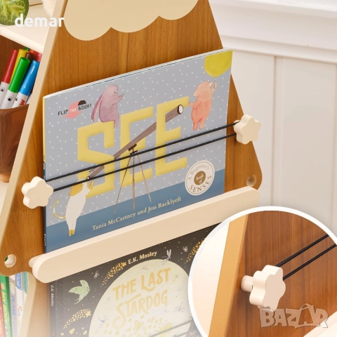 OOOK въртяща се на 360° кула за книги с 4 нива, тип "коледна елха", снимка 6 - Мебели за детската стая - 52672063