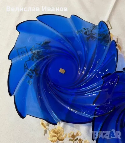 Винтидж стъклени купи на Arcoroc в перфектно състояние. Кобалтово синьо., снимка 4 - Антикварни и старинни предмети - 49871425